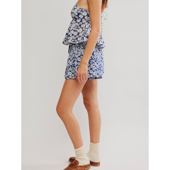 FREE PEOPLE Offbeat Printed Pull On Shorts / Navy Combo - Picture 4 of 9